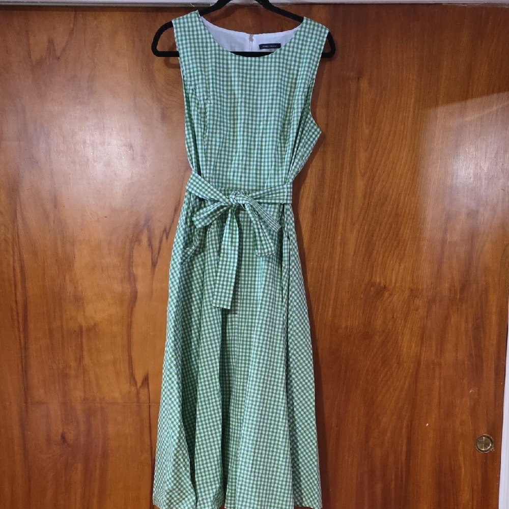Tommy Hilfiger Green Check Midi Dress